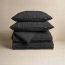 Dekbedovertrekset Faux Fur Check Zwart