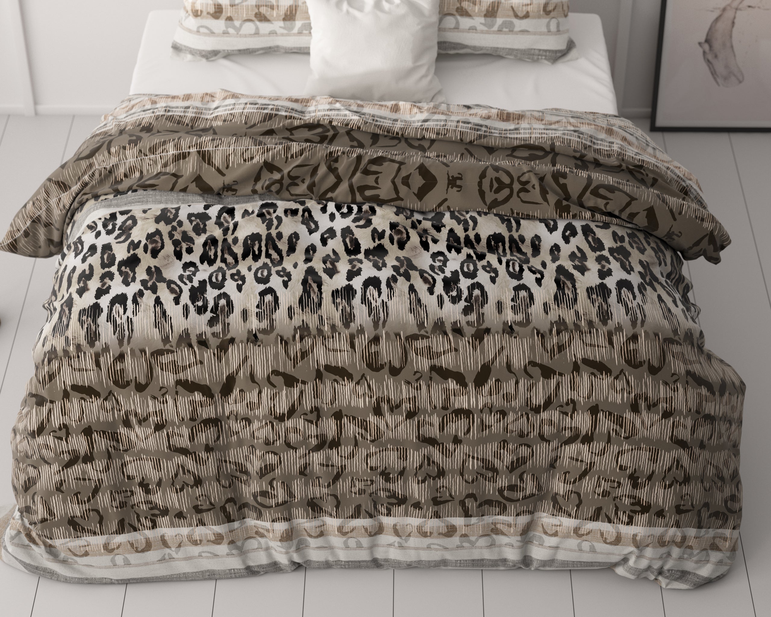 Dekbedovertrekset Tiger Leopard Taupe
