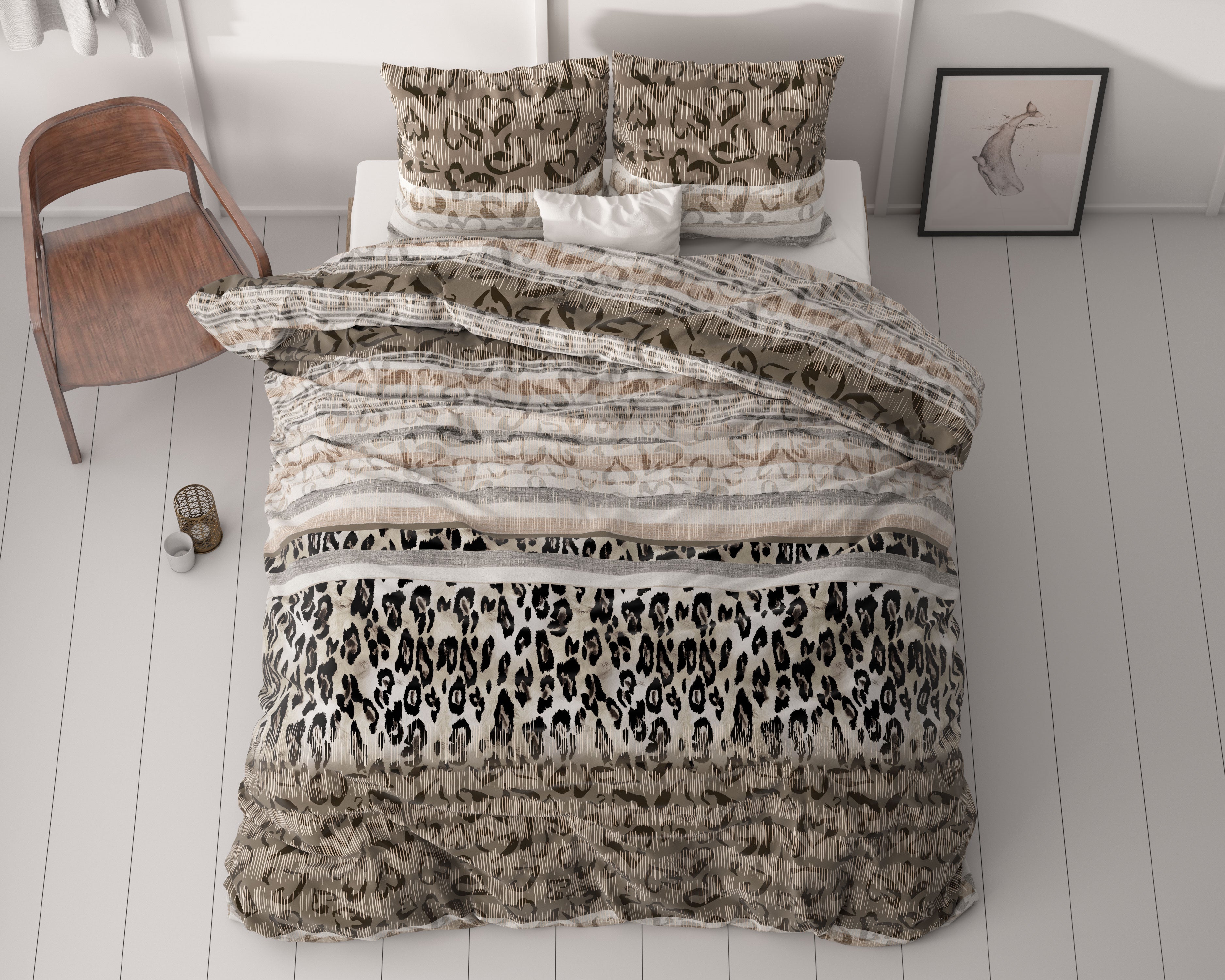 Dekbedovertrekset Tiger Leopard Taupe