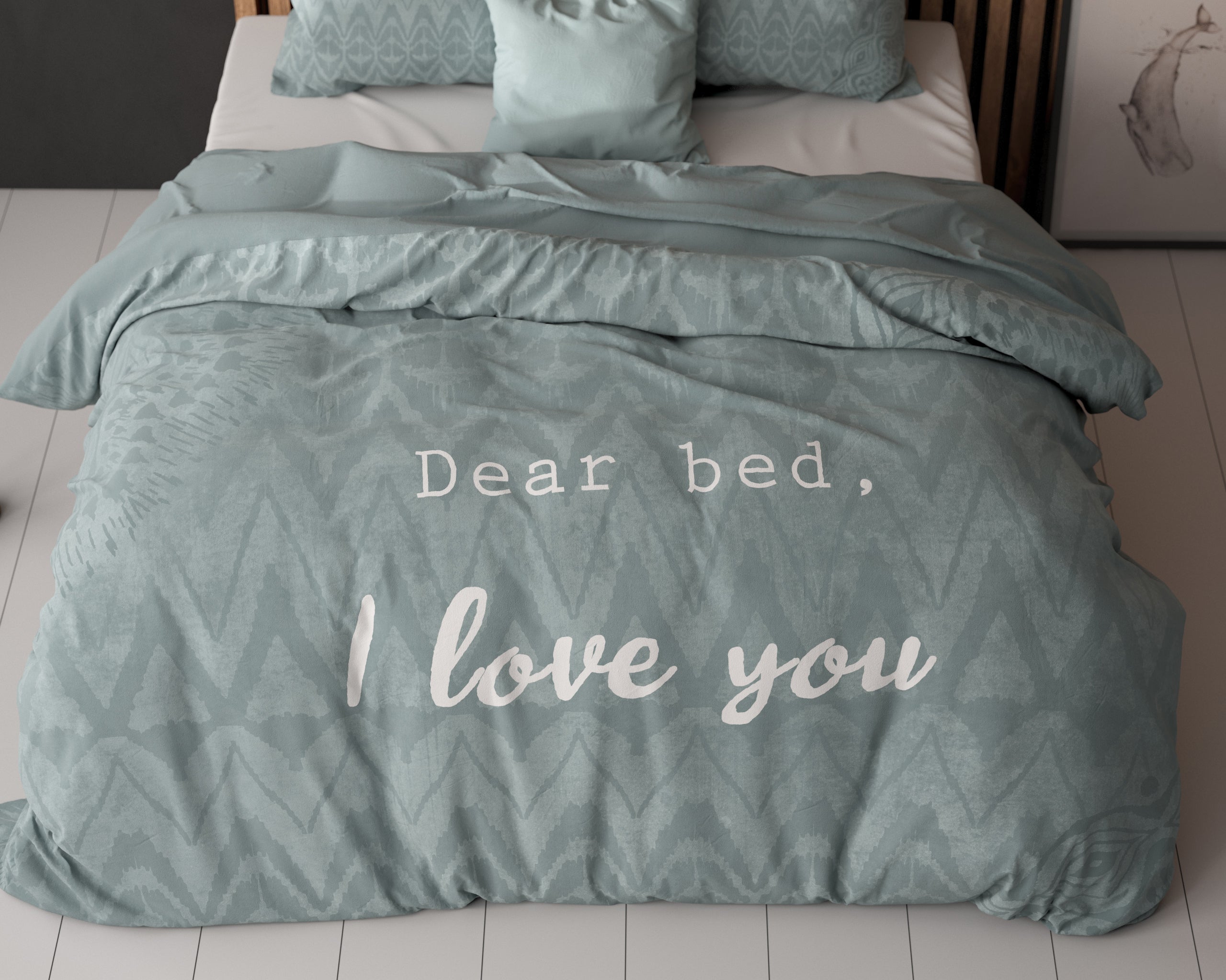 Dekbedovertrekset I Love Bed Groen