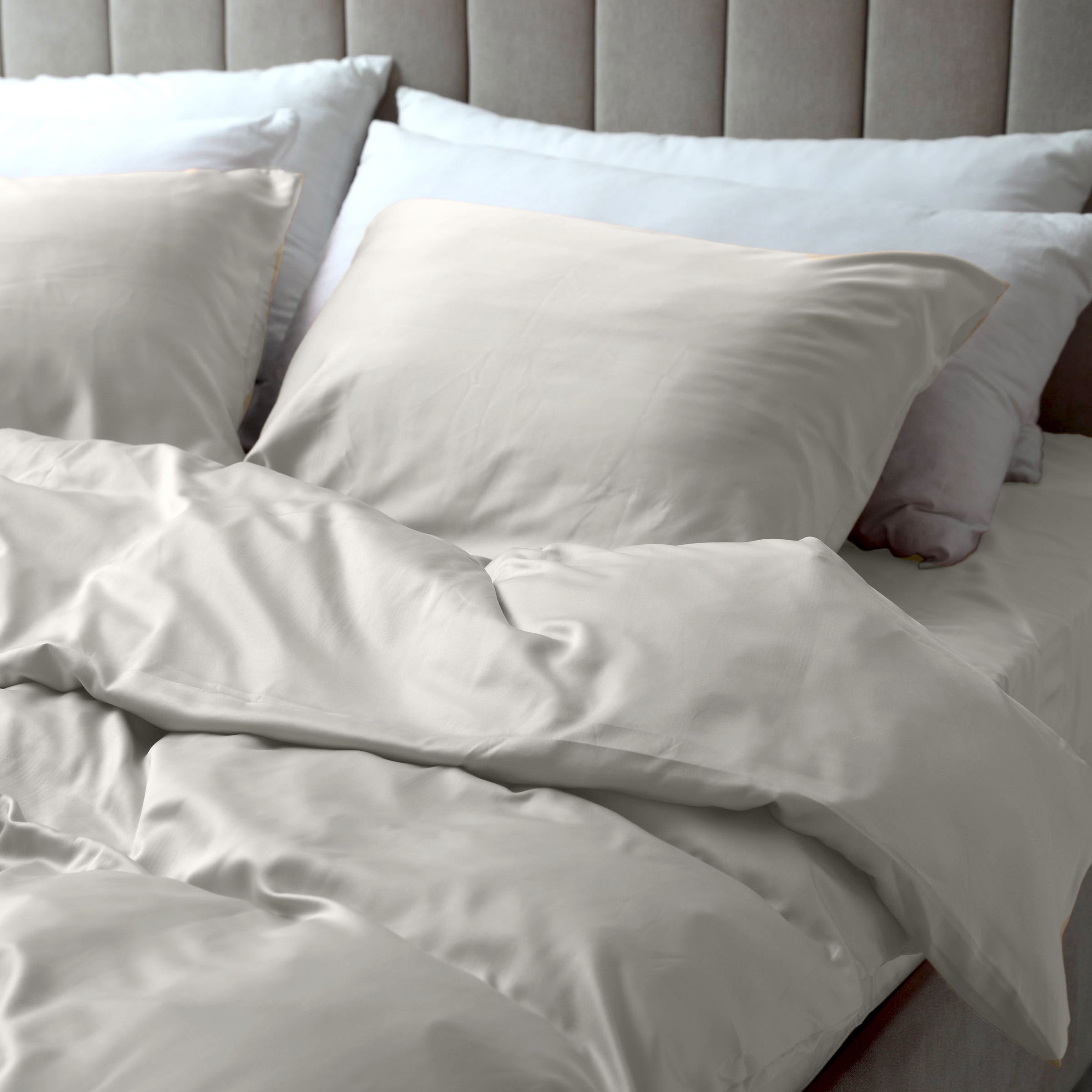 Dekbedovertrek set Effen Luxe Katoen Satijn Pearl White