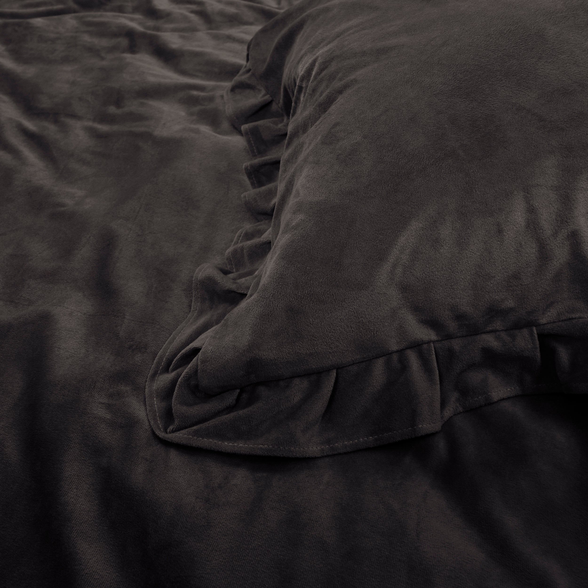 Dekbedovertrek set Velvet Ruffles Deep Taupe/Black