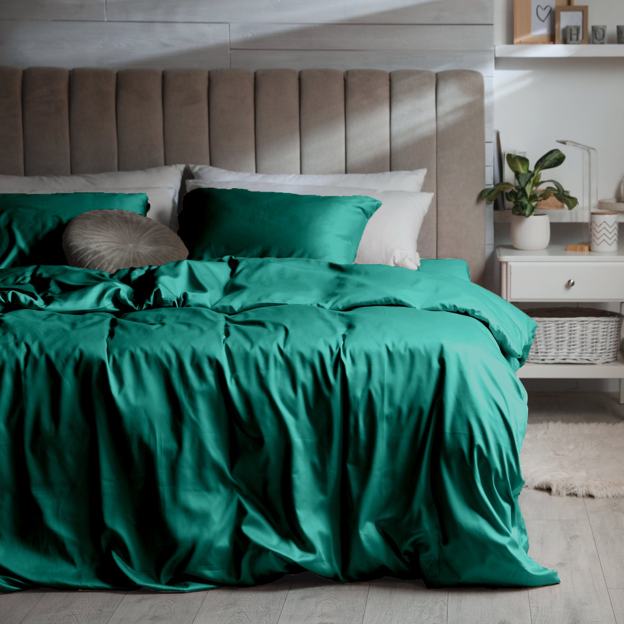 Dekbedovertrek set Effen Luxe Katoen Satijn Sea Green