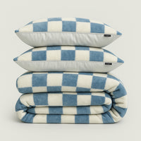 Dekbedovertrekset Soft Velvet Fleece Chess Blauw