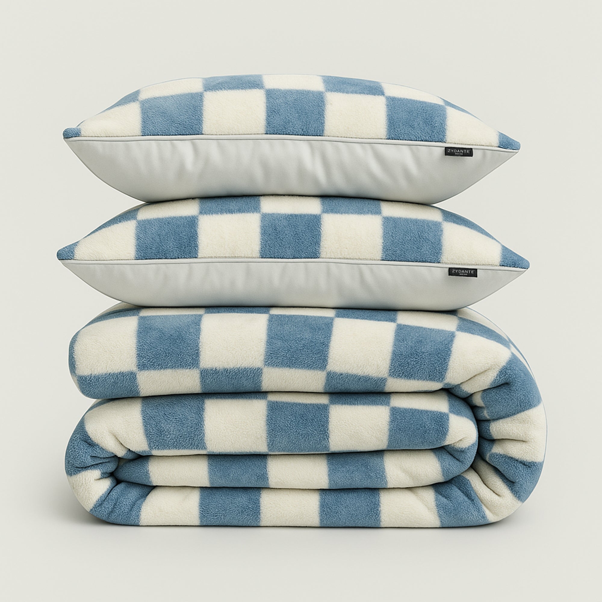 Dekbedovertrekset Soft Velvet Fleece Chess Blauw
