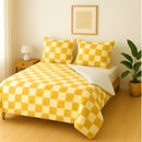 Dekbedovertrekset Soft Velvet Fleece Chess Geel
