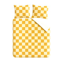 Dekbedovertrekset Soft Velvet Fleece Chess Geel