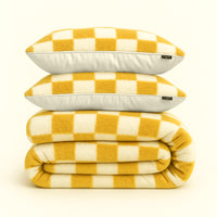 Dekbedovertrekset Soft Velvet Fleece Chess Geel