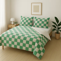 Dekbedovertrekset Soft Velvet Fleece Chess Groen