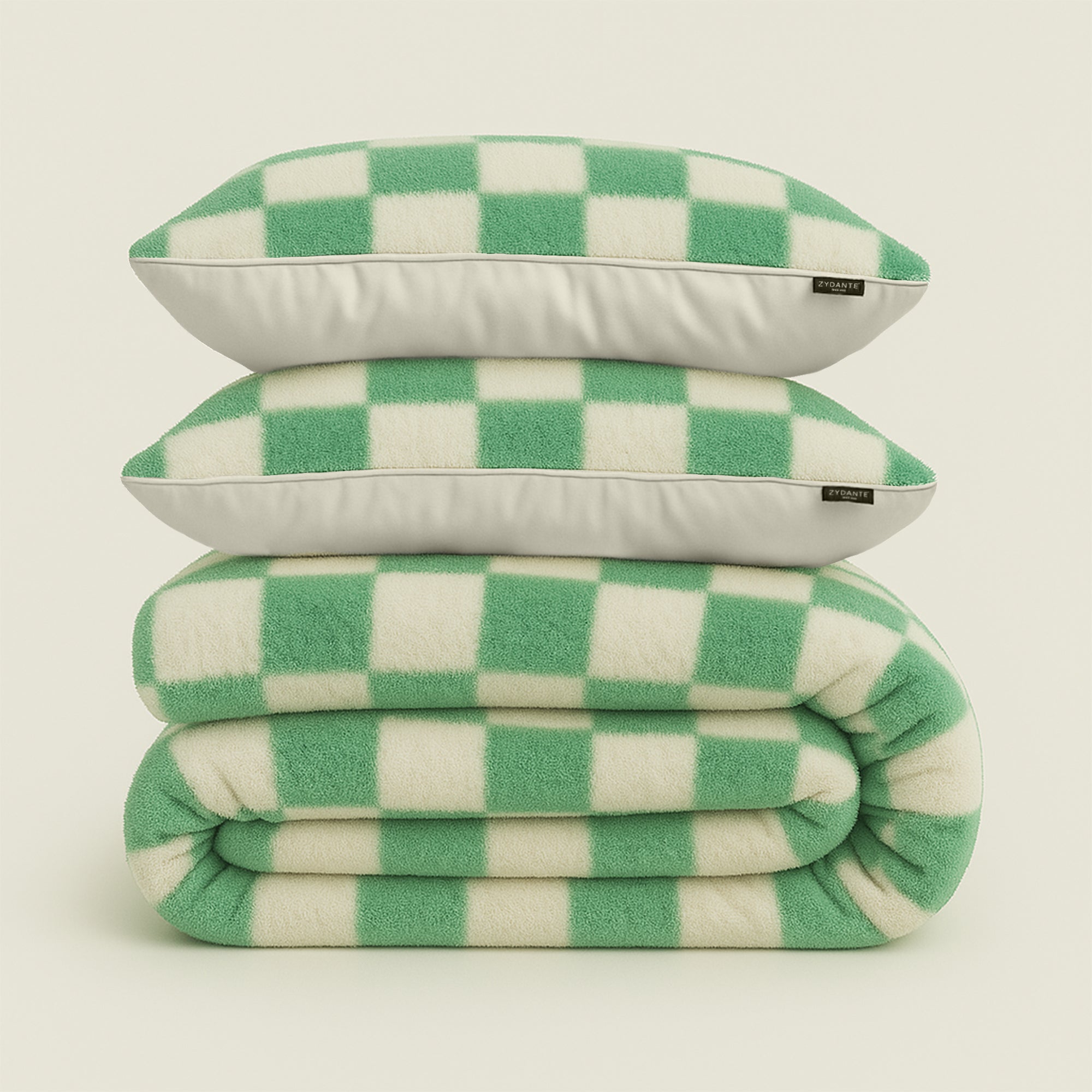 Dekbedovertrekset Soft Velvet Fleece Chess Groen
