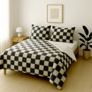 Dekbedovertrekset Soft Velvet Fleece Chess Zwart