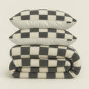 Dekbedovertrekset Soft Velvet Fleece Chess Zwart