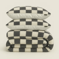 Dekbedovertrekset Soft Velvet Fleece Chess Zwart