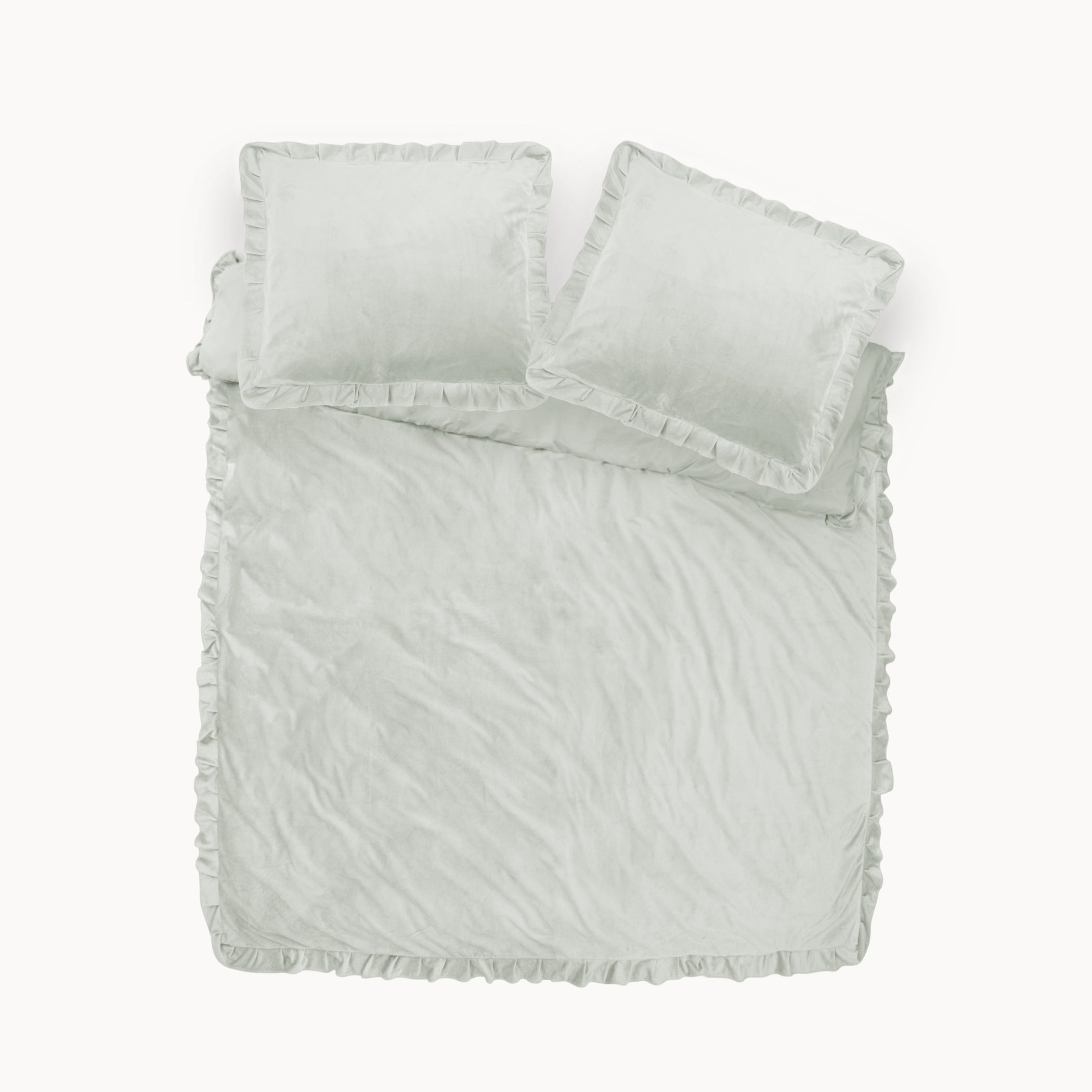 Dekbedovertrek set Velvet Ruffles Pearl White
