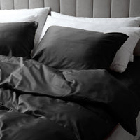 Dekbedovertrek set Effen Luxe Katoen Satijn Jet Black