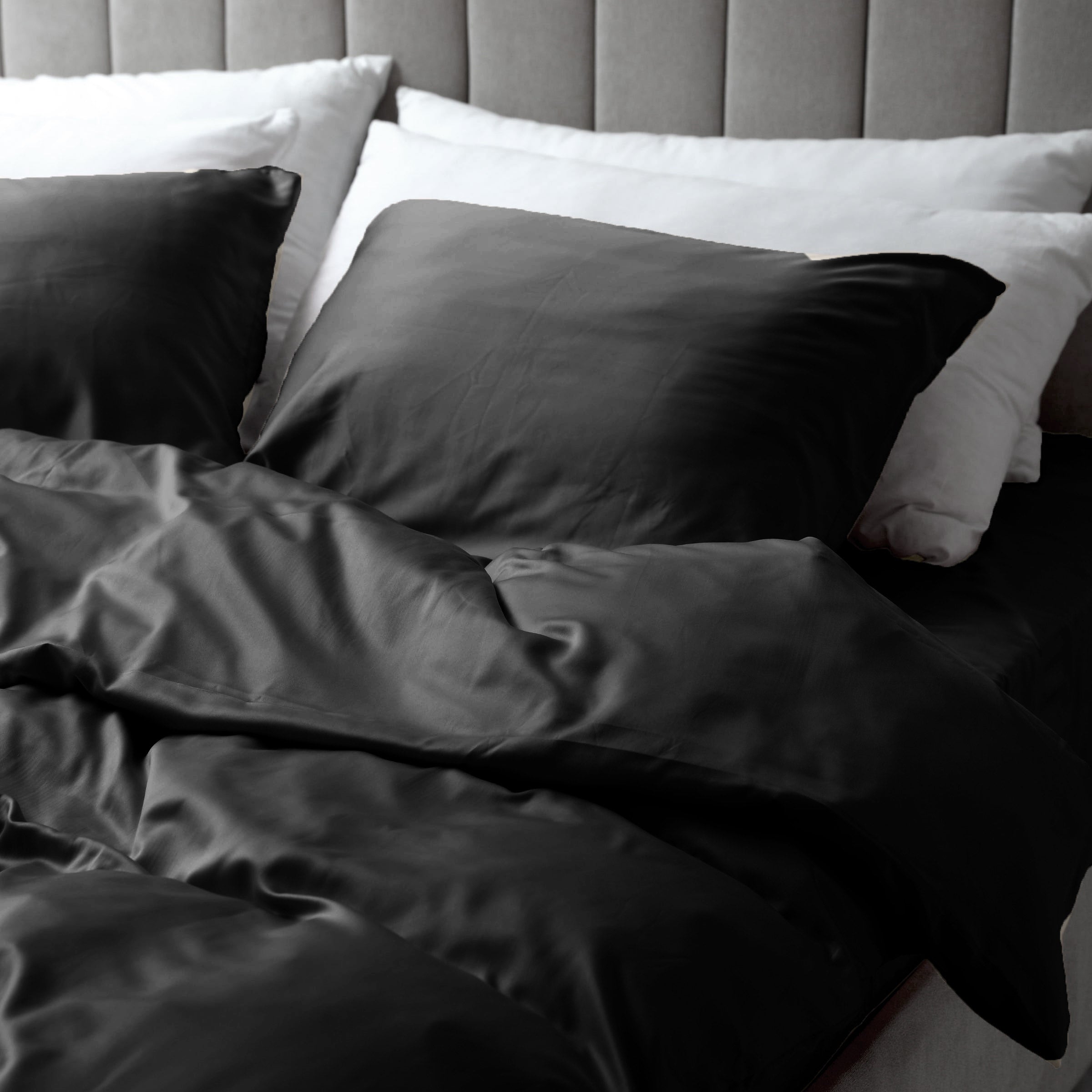 Dekbedovertrek set Effen Luxe Katoen Satijn Jet Black