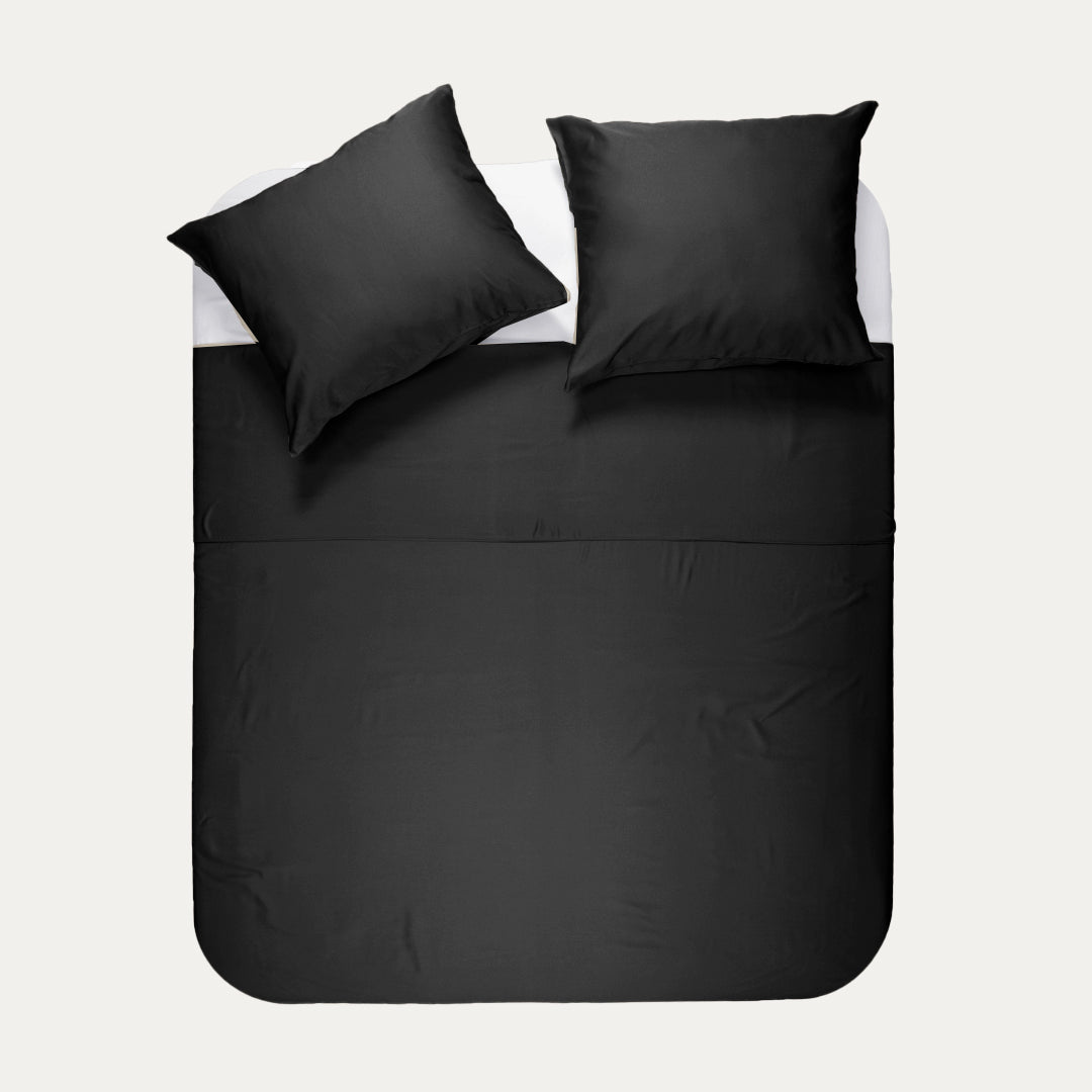 Dekbedovertrek set Effen Luxe Katoen Satijn Jet Black