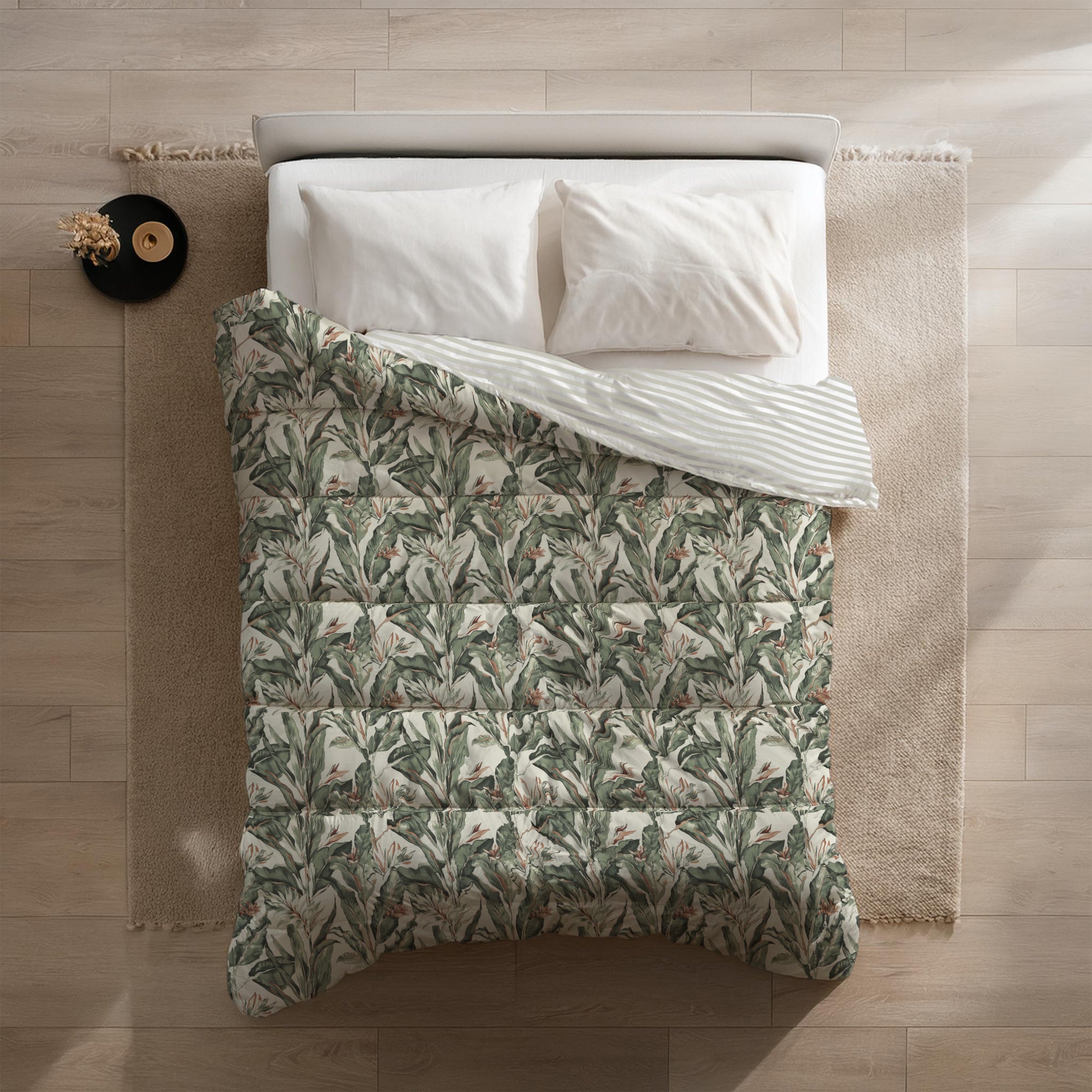 Dekbed Zonder Overtrek Microvezel Bedrukt - Floral Green