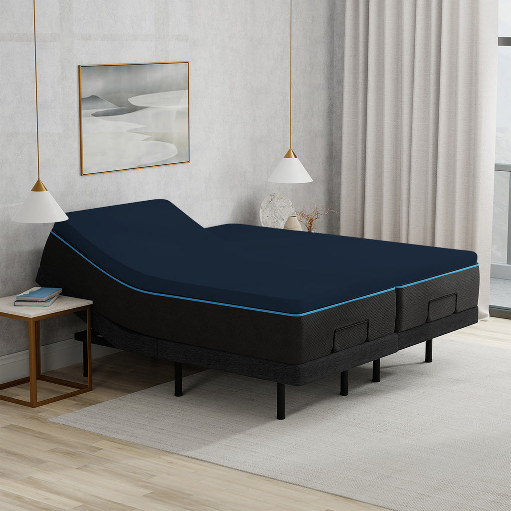 Dubbel Jersey Split Topper Hoeslaken - Navy