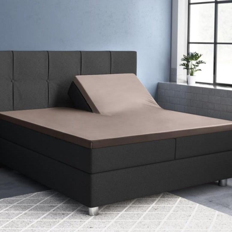 Splittopper Hoeslaken Katoen Satijn Taupe