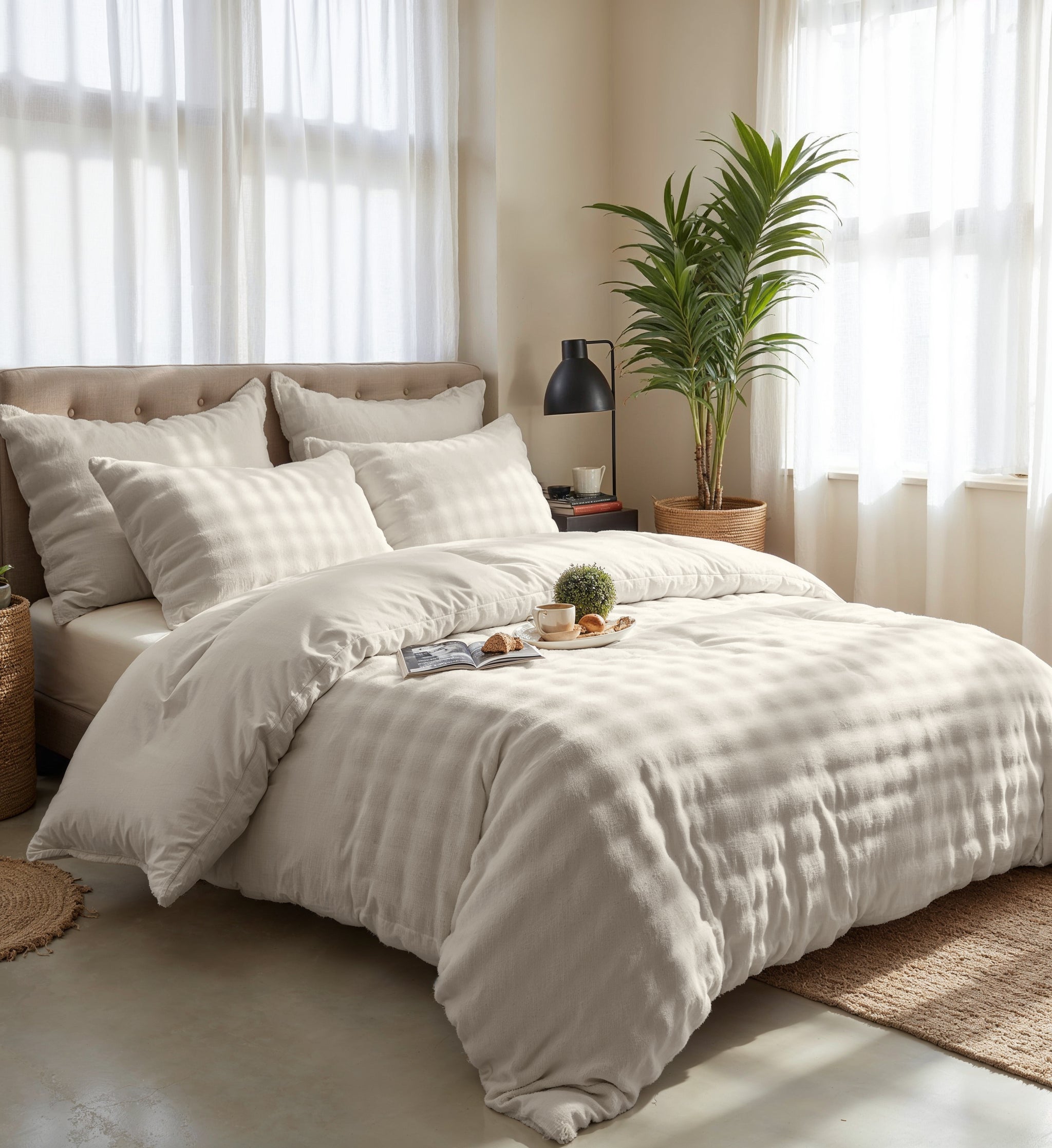 Dekbedovertrekset Pompom Beige