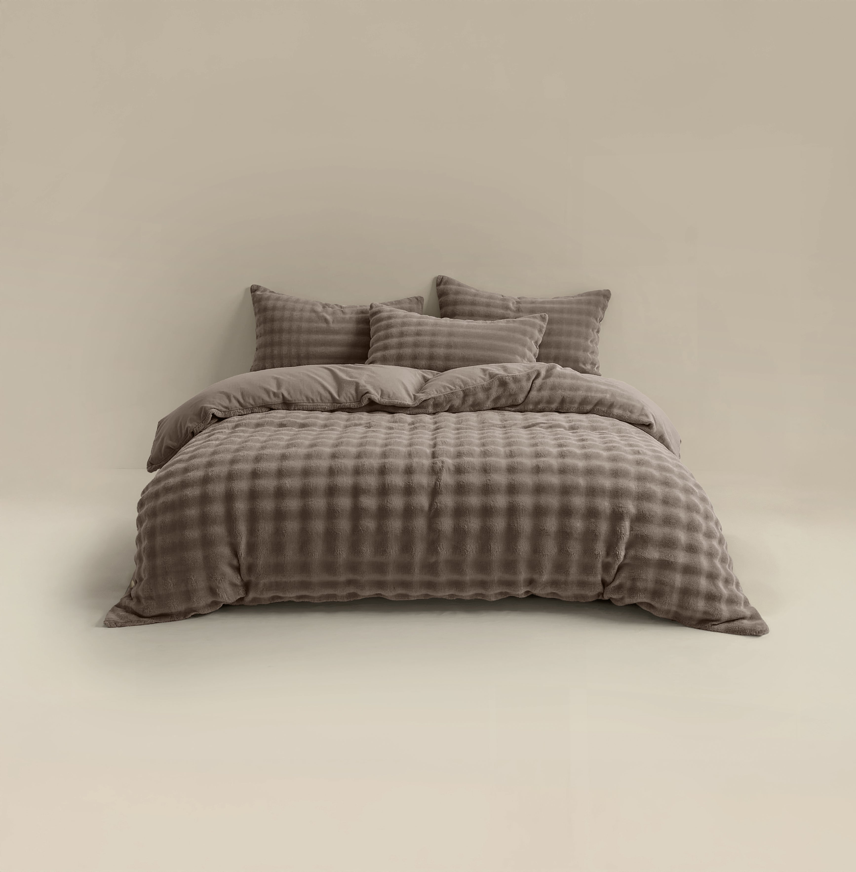 Dekbedovertrekset Pompom Taupe
