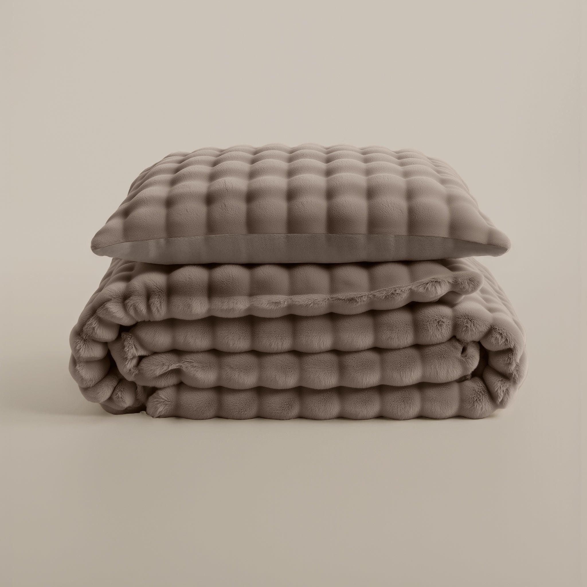 Dekbedovertrekset Pompom Taupe